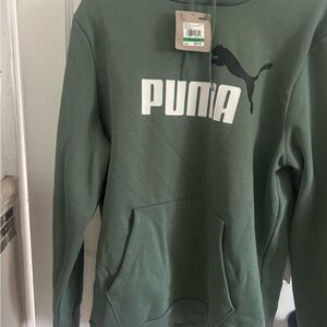 Puma Forest Green Hoodie with Black Logo